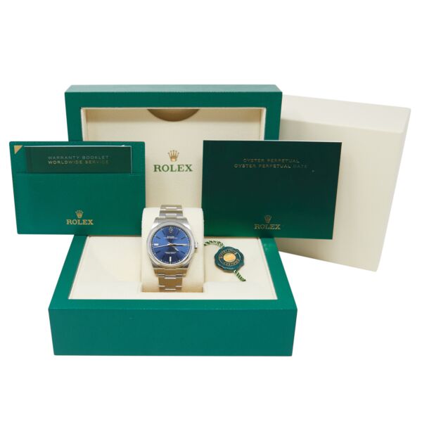 Rolex Pre-Owned Oyster Perpetual Stainless Steel Blue Dial on Oyster Bracelet [WITH BOX] 39mm