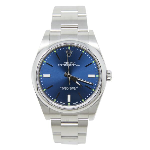 Rolex Pre-Owned Oyster Perpetual Stainless Steel Blue Dial on Oyster Bracelet [WITH BOX] 39mm