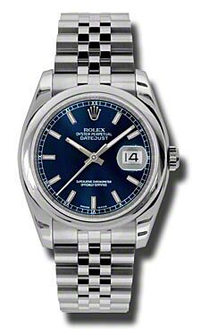 Rolex Pre Owned Datejust Steel Blue Stick Dial on Jubilee 36mm