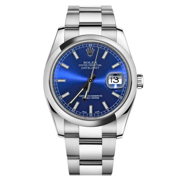 Rolex Pre Owned Datejust Steel Blue Stick Dial on Oyster 36mm