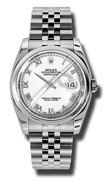 Rolex Pre Owned Datejust Steel White Roman Dial on Jubilee 36mm
