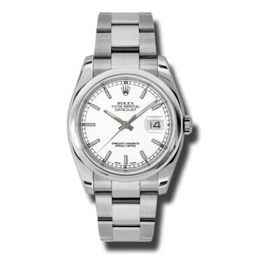 Rolex Pre Owned Datejust Steel White Stick Dial on Oyster 36mm