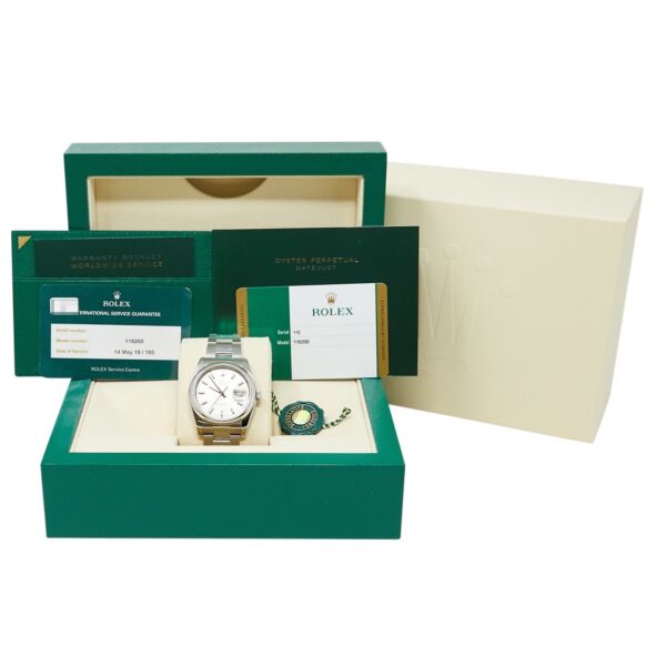 Rolex Pre Owned Datejust Steel Silver Stick Dial on Oyster 36mm Box and Card 2019