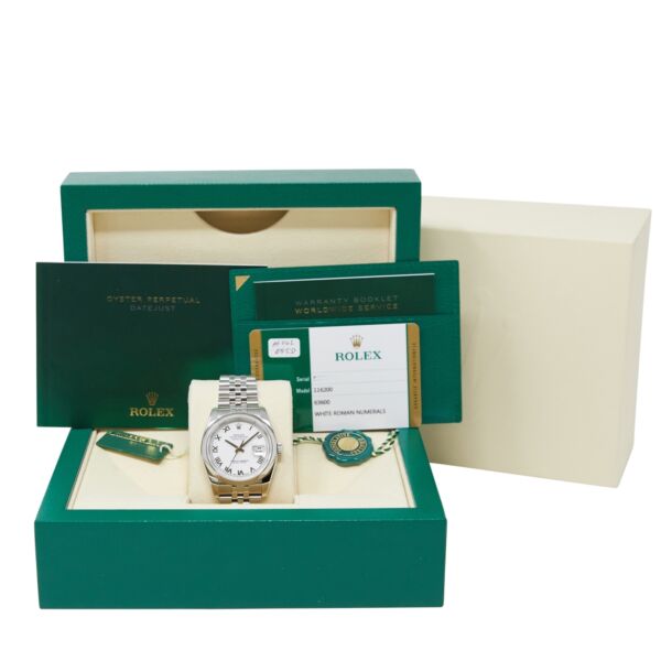 Rolex Pre Owned Datejust Steel White Roman Dial on Jubilee 36mm Box and Card 2017