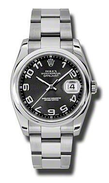 Rolex Pre Owned Datejust Steel Black Concentric Arabic Dial on Oyster 36mm
