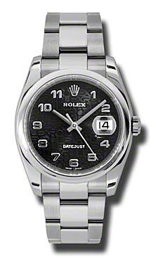 Rolex Pre Owned Datejust Steel Black Jubilee Arabic Dial on Oyster 36mm