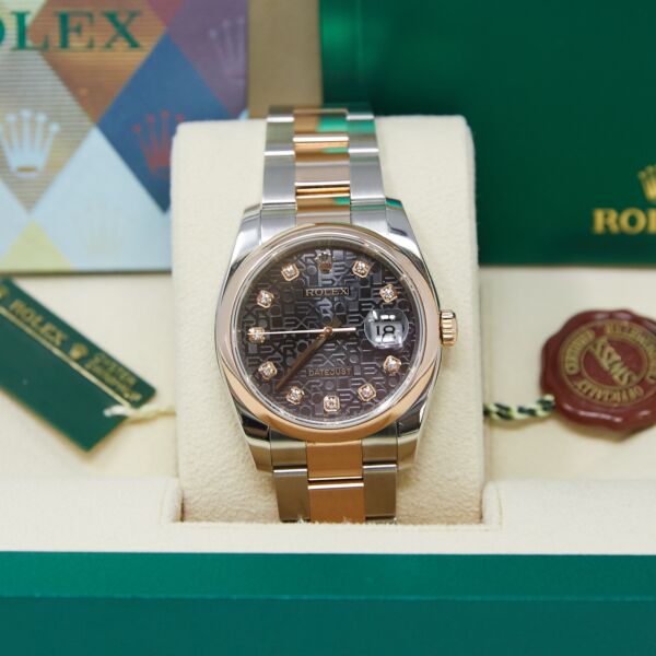 Rolex Pre-Owned Datejust 36 Steel and Rose Gold Black Jubilee Diamond Dial on Oyster Bracelet [COMPLETE SET]