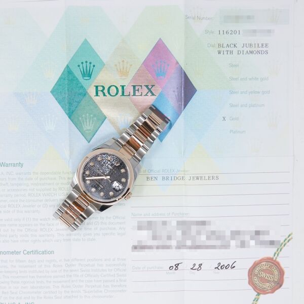 Rolex Pre-Owned Datejust 36 Steel and Rose Gold Black Jubilee Diamond Dial on Oyster Bracelet [COMPLETE SET]