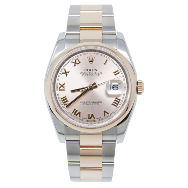 Rolex Pre-Owned Datejust 36 Steel and Rose Gold Sundust Roman Dial on Oyster Bracelet [COMPLETE SET]