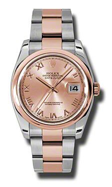 Rolex Pre Owned Datejust Steel and Rose Gold Champagne Roman Dial on Oyster 36mm