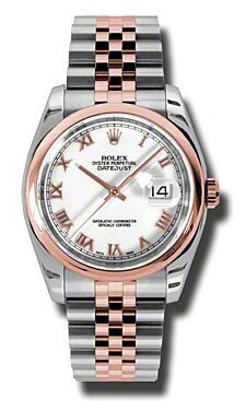 Rolex Pre Owned Datejust Steel and Rose Gold White Dial on Jubilee 36mm