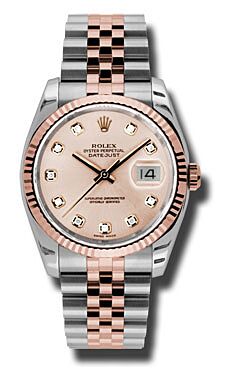Rolex Pre Owned Datejust Steel and Rose Gold Custom Pink Champagne Diamond Dial on Jubilee 36mm