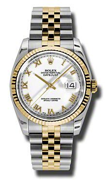 Rolex  Pre Owned Datejust Steel and Yellow Gold White Roman Dial on Jubilee Bracelet 36mm
