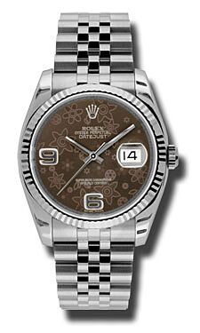Rolex Pre Owned Datejust Steel and White Gold Bronze Floral Dial on Jubilee 36mm