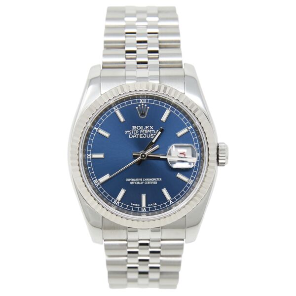 Pre Owned Rolex Datejust 36mm Steel + Gold Blue Dial on Jubilee MINT CONDITION [Box and Papers]