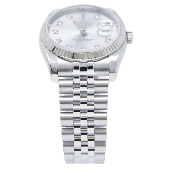Rolex Pre-Owned Datejust Steel and White Gold Silver Diamond Dial on Jubilee [BOX, PAPERS] 36mm