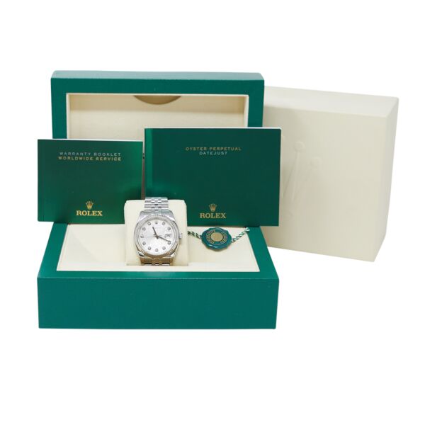 Rolex Pre Owned Datejust Steel and White Gold Factory Silver Jubilee Diamond Dial on Jubilee 36mm