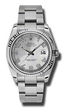Rolex Pre Owned Datejust Steel and White Gold Silver Concentric Arabic Dial on Oyster 36mm