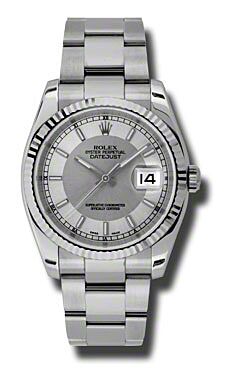 Rolex Pre Owned Datejust Steel and White Gold Silver and Steel Dial on Oyster 36mm