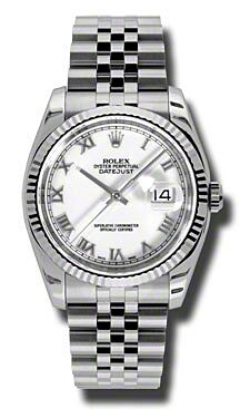 Rolex Pre Owned Datejust Steel and White Gold White Roman Dial on Jubilee Bracelet 36mm