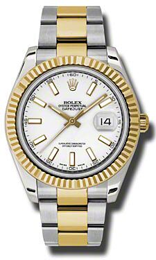 Rolex Pre Owned Datejust II Steel and Yellow Gold White Dial on Oyster 41mm