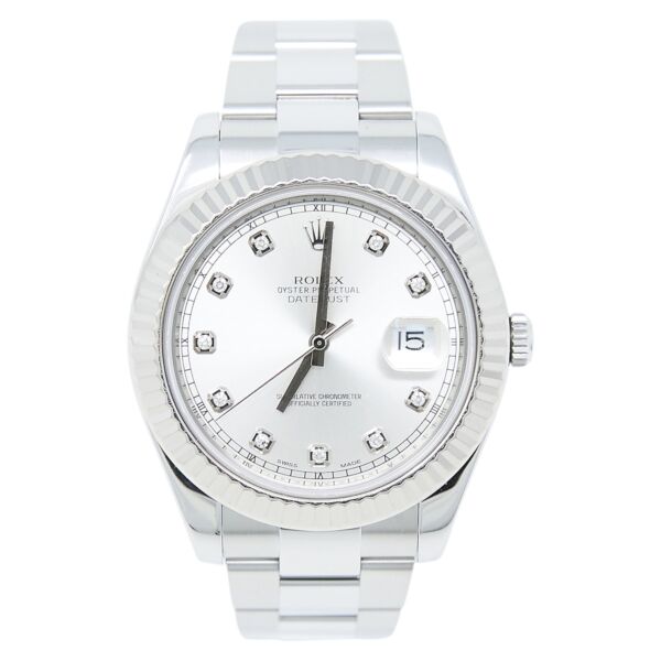 Pre Owned Rolex Datejust II 41mm White Gold + Steel Silver Diamond Dial on Oyster MINT CONDITION
