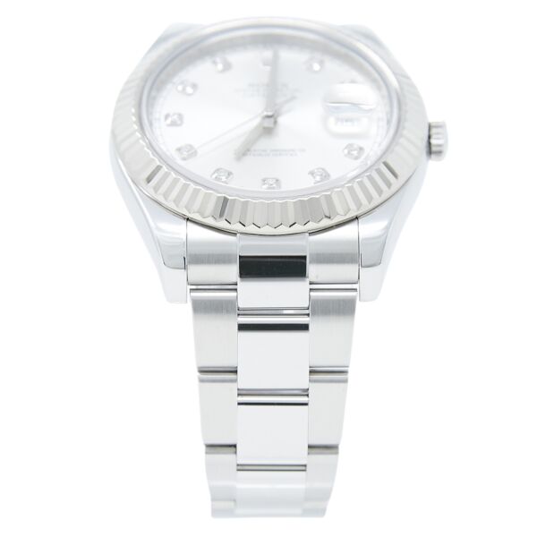 Pre Owned Rolex Datejust II 41mm White Gold + Steel Silver Diamond Dial on Oyster MINT CONDITION