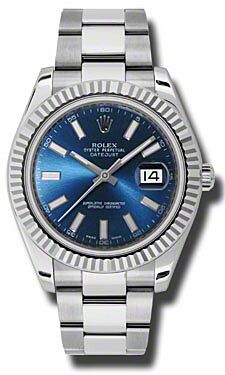 tælle vandfald Hvis Rolex New Style Pre Owned Datejust II Steel and White Gold Blue Dial 41mm