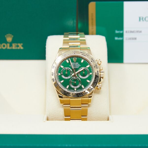 Rolex Pre-Owned Daytona Yellow Gold Cosmograph Green Dial on Oyster [COMPLETE SET 40mm] 2019