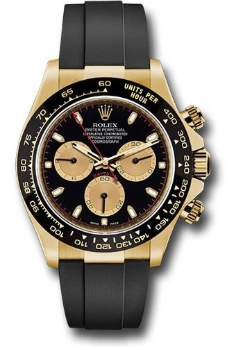 Rolex Daytona Yellow Gold 'Paul Newman' Black Dial with Champagne SubDials on OysterFlex Strap 40mm