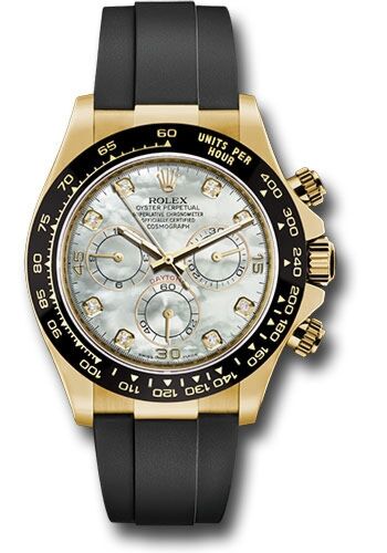 Rolex Daytona Yellow Gold Mother of Pearl Diamond Dial on OysterFlex Strap 40mm