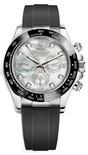 Rolex Daytona White Gold Mother of Pearl Diamond Dial on OysterFlex Strap 40mm