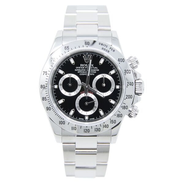 Rolex Pre-Owned Daytona Stainless Steel Black Dial on Oyster Bracelet [with BOX and Papers] 40mm