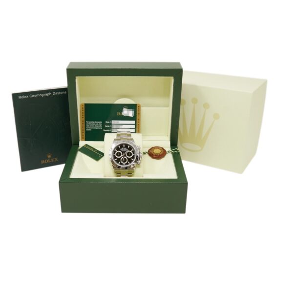 Pre Owned Daytona Discontinued Stainless Steel Black Dial on Oyster 40mm Box and Card Single Owner