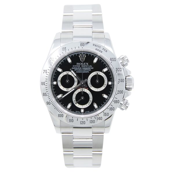 Rolex Pre-Owned Daytona Stainless Steel Black Dial on Oyster Bracelet [Box and Papers] 40mm