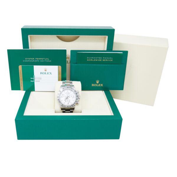 Rolex Pre Owned Daytona Stainless Steel White Dial on Oyster Bracelet [BOX + PAPERS] 40mm