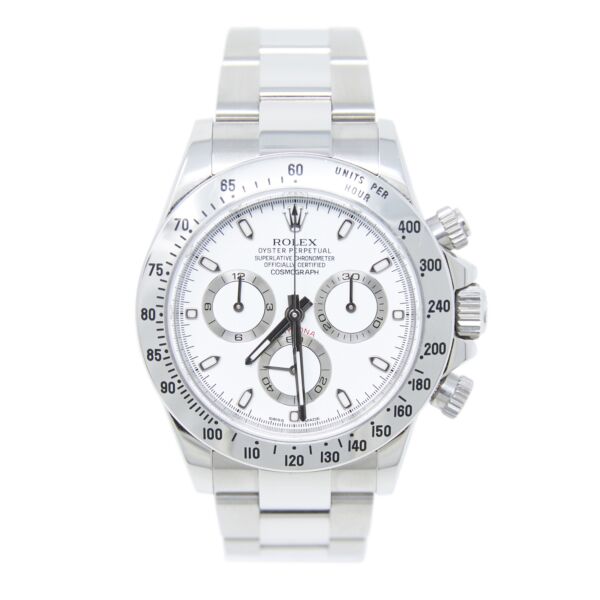 Rolex Pre Owned Daytona Stainless Steel White Dial on Oyster Bracelet [BOX + PAPERS] 40mm