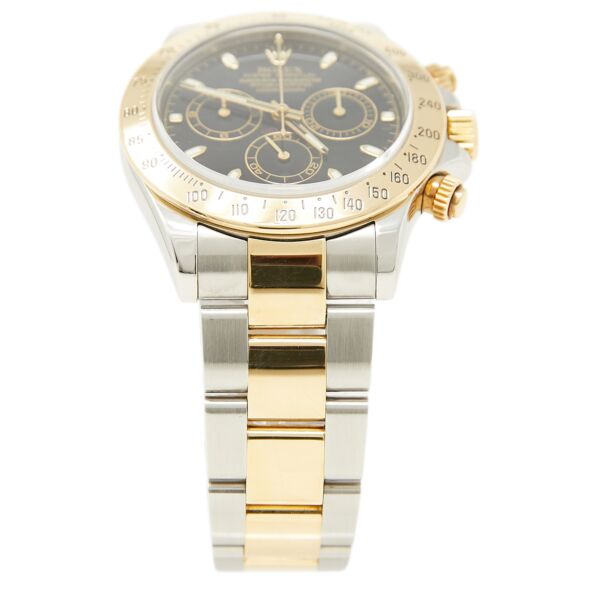 Rolex Pre Owned Daytona Steel and Yellow Gold Black Dial on Oyster 40mm Mint