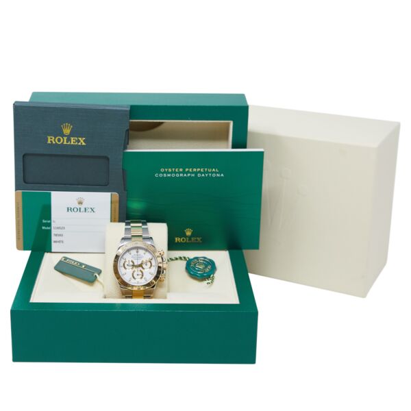 Rolex Pre Owned Daytona Steel and Yellow Gold White Dial on Oyster 40mm Complete Box and Card 2015/2016