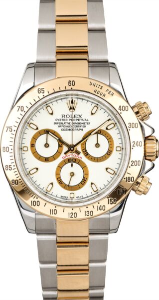 Rolex Pre Owned Daytona Steel and Yellow Gold White Dial on Oyster 40mm