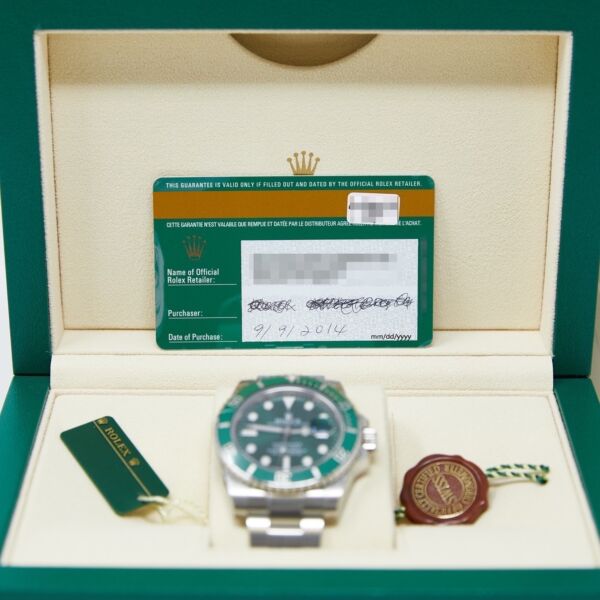 Rolex Pre Owned Submariner Ceramic Steel 'Hulk' Green Bezel and Dial on Oyster 40mm Full Set 2014/2015