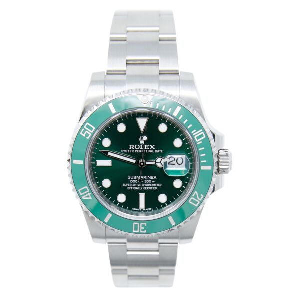Rolex Pre Owned Submariner Ceramic Steel 'Hulk' Green Bezel and Dial on Oyster 40mm Full Set 2014/2015