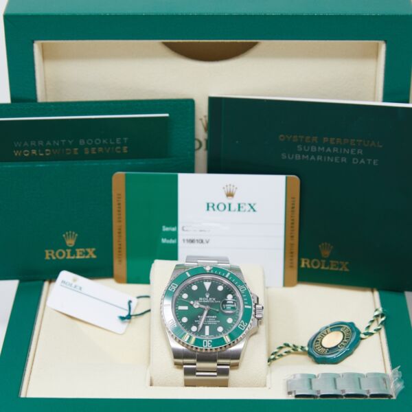 Pre Owned Submariner Steel Ceramic 'Hulk' Green Bezel and Dial on Oyster 40mm Discontinued Model Most Stickers Box and Papers 2017/2018