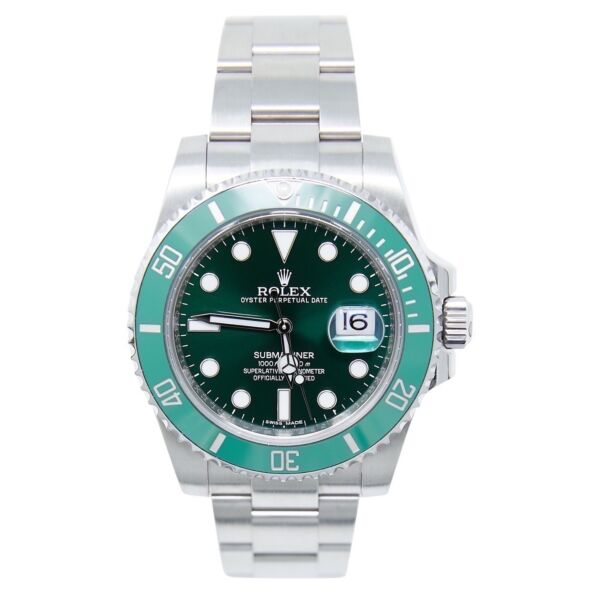 Rolex Pre Owned Submariner Ceramic Steel 'Hulk' Green Bezel and Dial on Oyster 40mm with Box Scrambled Series