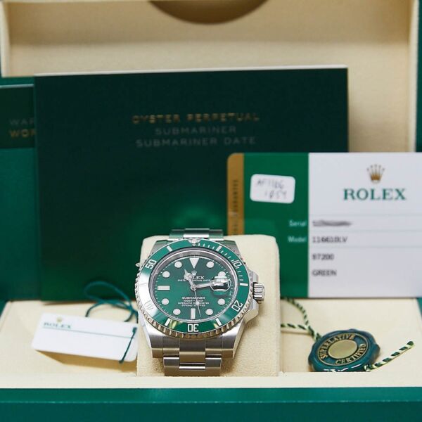 Pre Owned Submariner Steel Ceramic 'Hulk' Green Bezel and Dial on Oyster 40mm Discontinued Model Box and Papers 2020