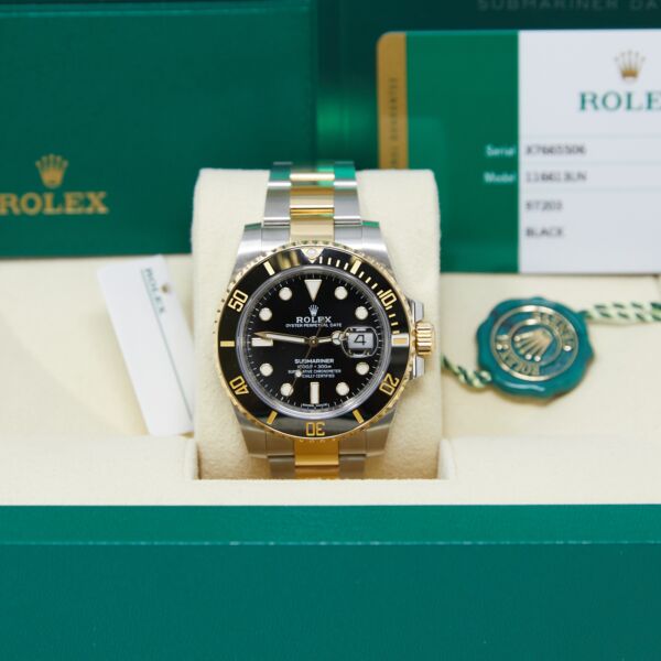 Rolex Pre-Owned Submariner Date Steel + Yellow Gold Black Dial on Oyster Bracelet [COMPLETE SET] 40mm
