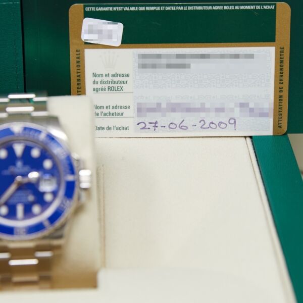 Rolex Pre-Owned Submariner Date White Gold Blue Dial on Oyster Bracelet [COMPLETE SET 2009] 40mm