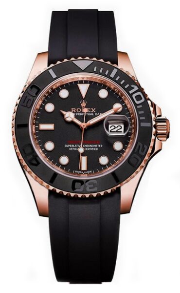 Rolex Yacht-Master Rose Gold Black Dial on Oysterflex 40mm
