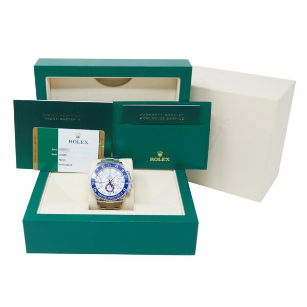 Rolex Pre-Owned Yacht-Master II Steel White Dial Blue Hands on Oyster Bracelet [COMPLETE SET] 44mm