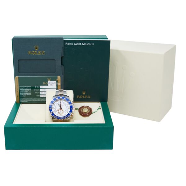 Rolex Pre-Owned Yacht Master II Steel and Rose Gold White Dial on Oyster 44mm Box and Card